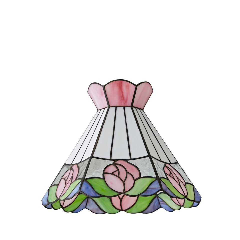 image 1 of ValueLights Evelyn Tiffany Rose Glass Ceiling Pendant Shade