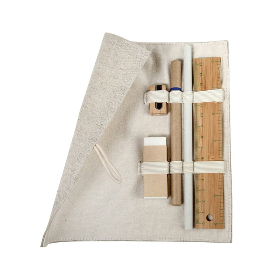 image 1 of MidOcean Ecoset Cotton Stationery Set - Beige - One Size Brown