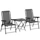 image 1 of Outsunny 3 Pieces Garden Bistro Set, Folding Table and Chairs Set, Metal Garden Furniture Set with Cup Holders for Outdoor, Patio, Balcony, Dark Grey | Grey