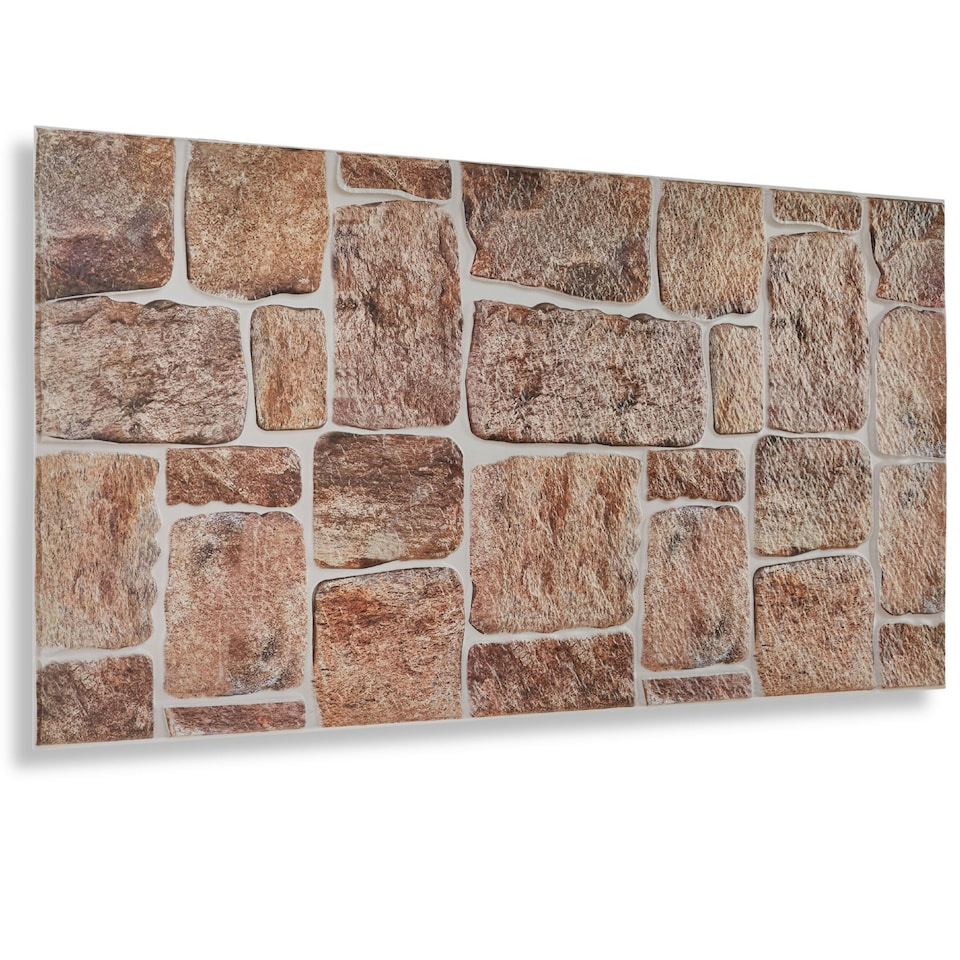 image 1 of NOVECRAFTO 3D Earthy Stone Wall Panels – 6 PVC Sheets, Covers 2.76 sqm (29.76 sq ft), 96x48cm Each – Natural Brown & Grey Stone Effect Decorative Cladding