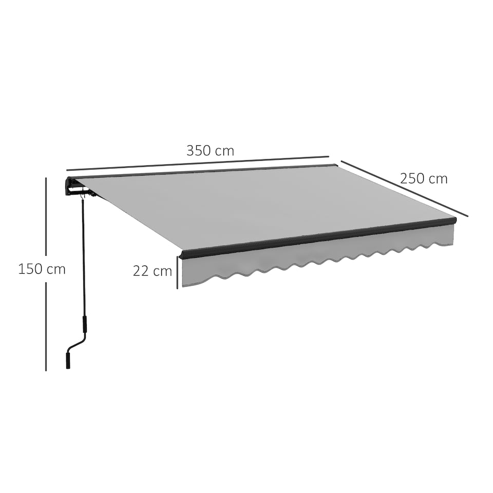 image 1 of Outsunny 3.5 x 2.5m Electric Retractable Awning, Aluminium Frame, Light Grey | Grey | 1