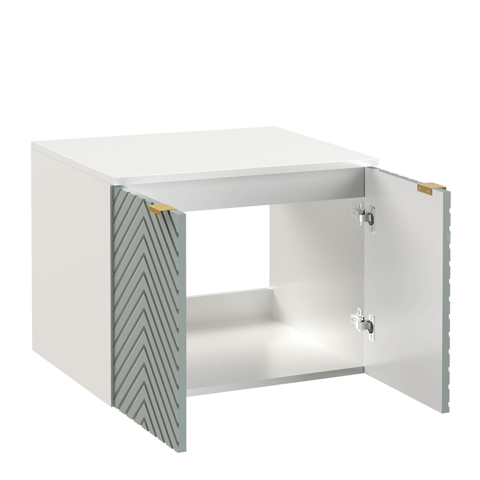 image 1 of Bathroom Wall Units Furniture Set Green 60cm Vanity Countertop Sink Tallboy Cara