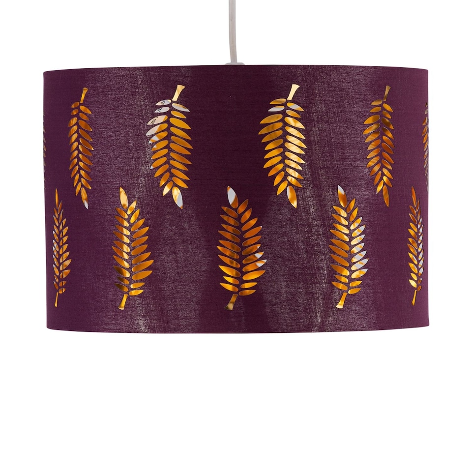image 1 of Fern - Burgundy Cut Out 30cm Pendant Lightshade | Red | Gold | Large | 1