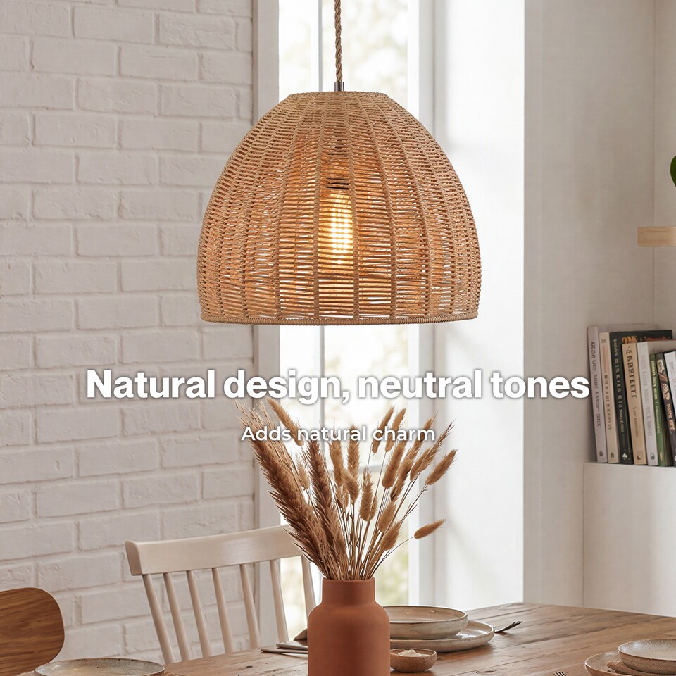 image 1 of Emitto Ceiling Light Shade Pendant Woven Lampshade Natural Lightshade Easy Fit