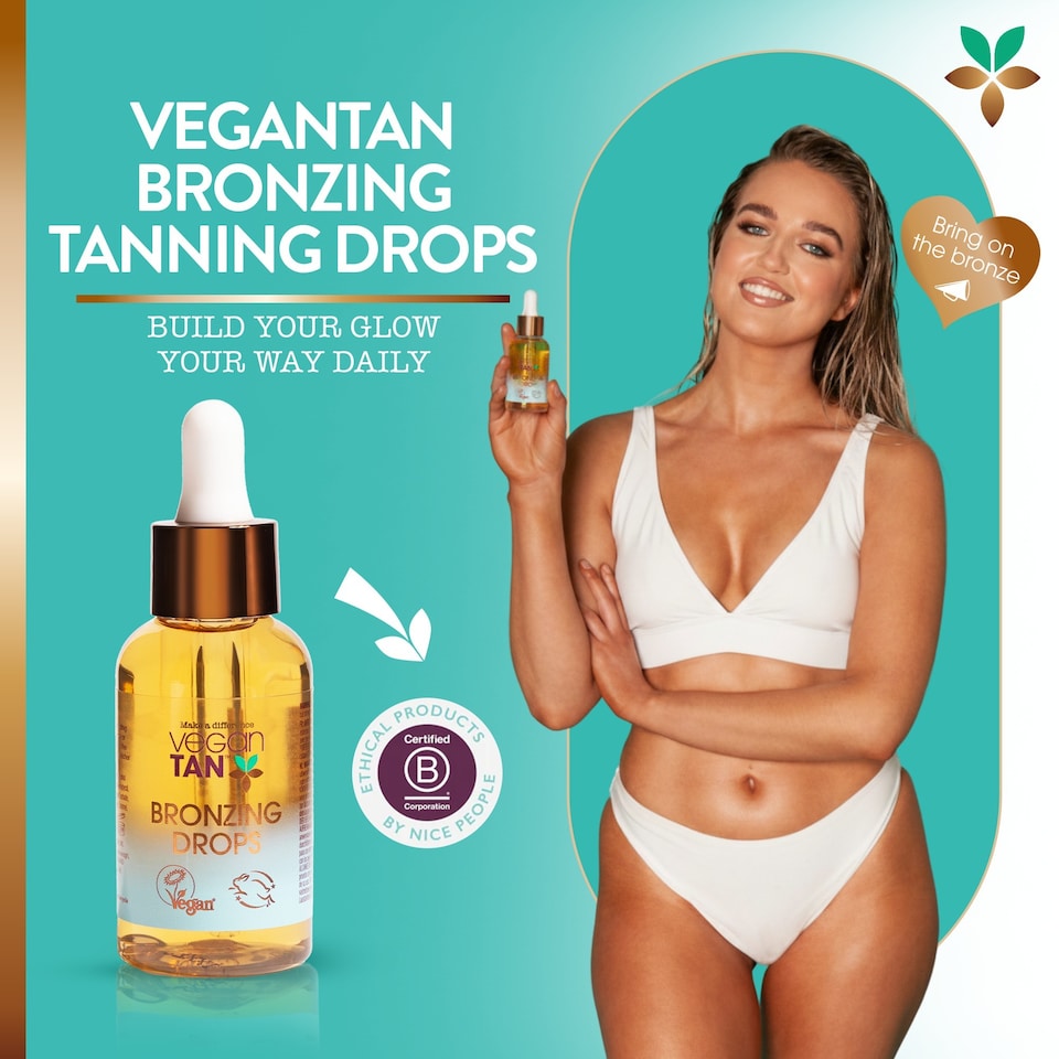 image 1 of VeganTan Mix-In Bronzing Drops for Sun-Kissed, Buildable Tan, Self Tanning Drops for Face and Body, Boosts Skins Glow and Hydration, Suitable for All Skin Tones 50ml