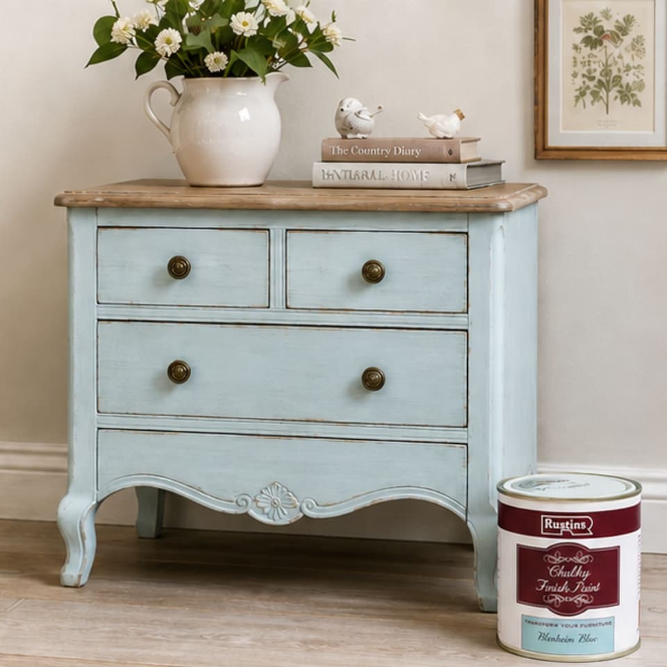 image 1 of Rustins Chalky Finish Paint Blenheim Blue 250ml