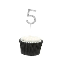 Apac Rhinestone 5th Birthday Cake Topper - Silver/Clear - One Size