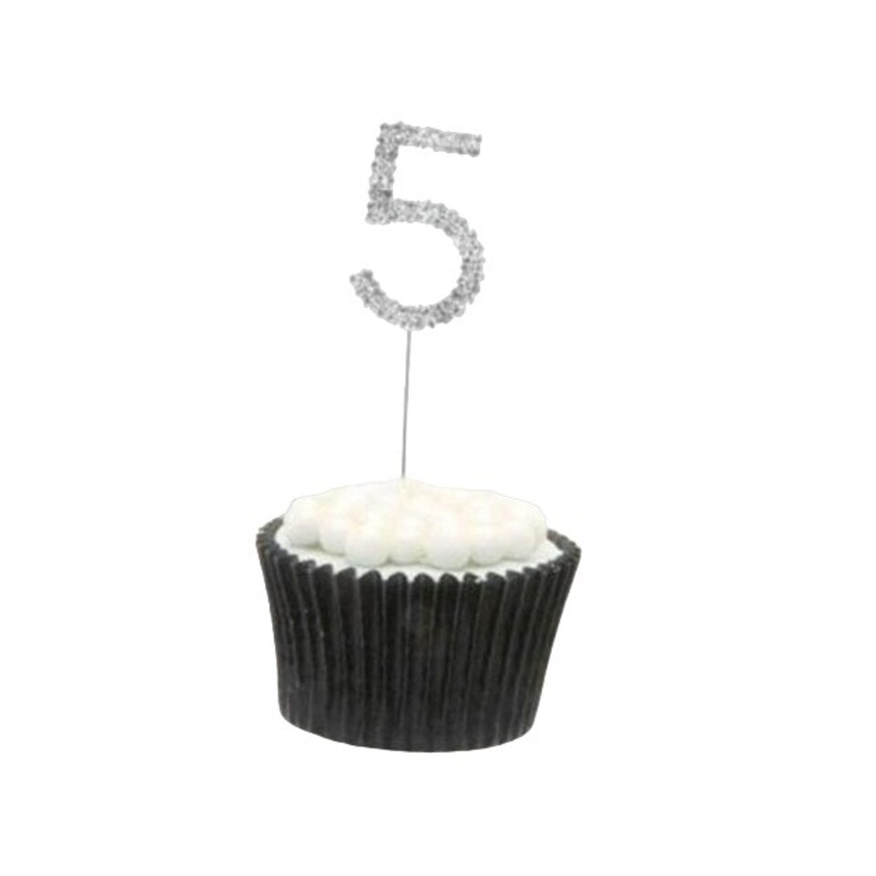 Apac Rhinestone 5th Birthday Cake Topper - Silver/Clear - One Size