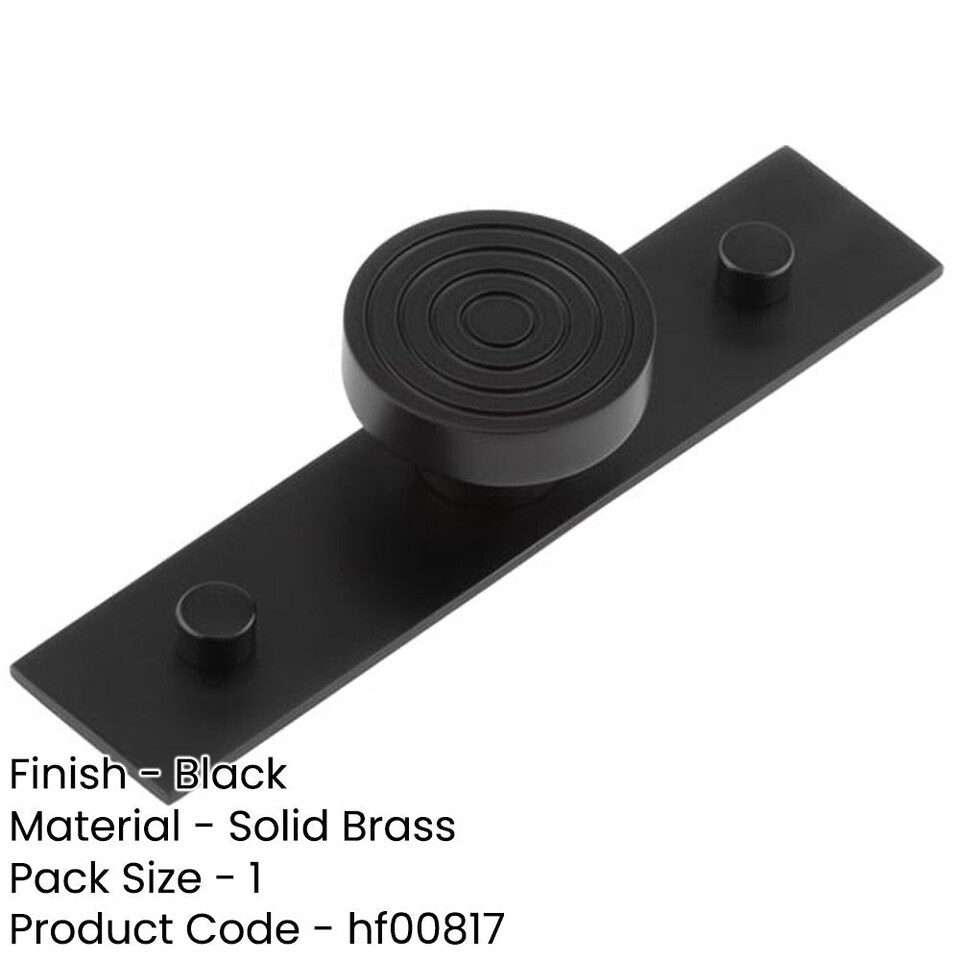 image 1 of Elegant Solid Brass Cupboard Knob with Plain Backplate in Black - Kitchen Cabinet Knob