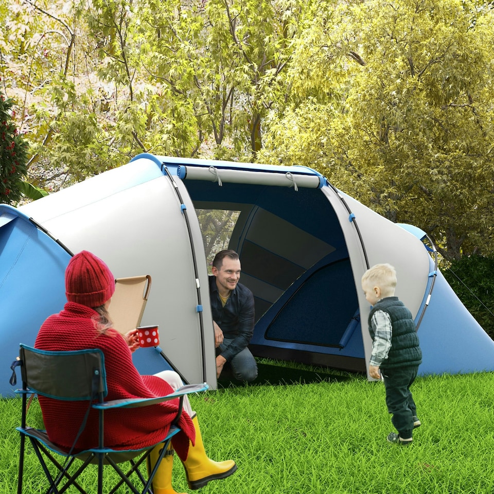image 1 of Outsunny 4-6 Persons Camping Tent Dome Family Travel Group Hiking Room Fishing