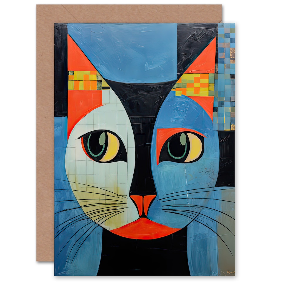 image 1 of Cat Lovers Mosaic Tile Thinking of You Get Well Soon Greeting Card