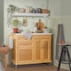 image 2 of SoBuy Kitchen Storage Trolley with Stainless Steel Top, Bamboo, 45.3x18.1x36.2 in, 23.9 kg - FKW70-N
