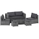 image 10 of Garden Vida Islay 6 Seater Rattan Outdoor BBQ Patio Set with 2 Seater Sofa, 2x Chairs, 2x Stools, Glass Top Coffee Table - Grey