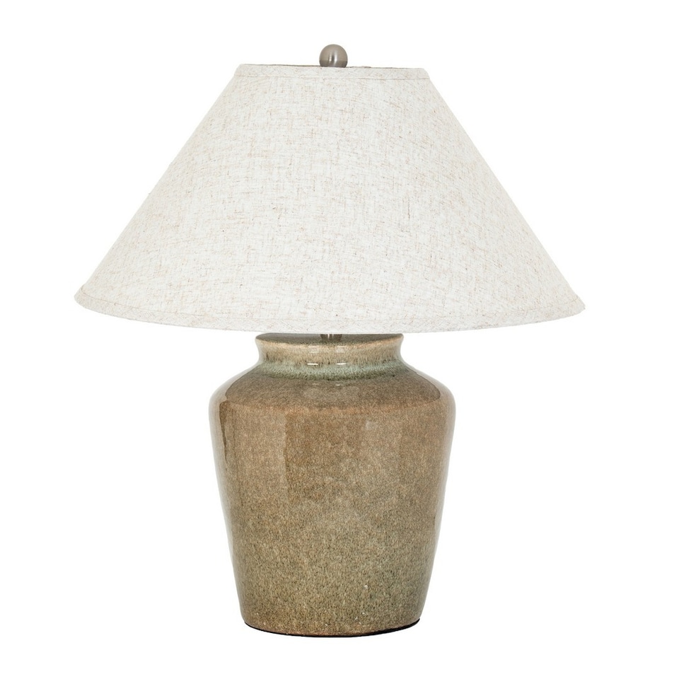 image 1 of Mottura Table Lamp with Edged Linen Shade - Ceramic - L55 x W55 x H66 cm - Green