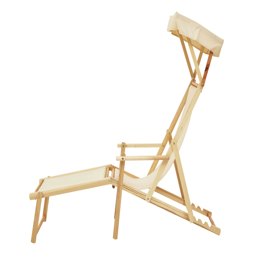 image 1 of Interiors by Premier Cream Lounger, Easy to Clean Outdoor Lounger Chair, Weather-resistant Chaise Lounge, Space-saver Sun Lounger