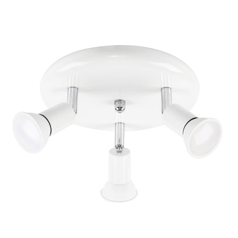 image 1 of ValueLights Round Gloss White Spotlight and Cool White Bulb
