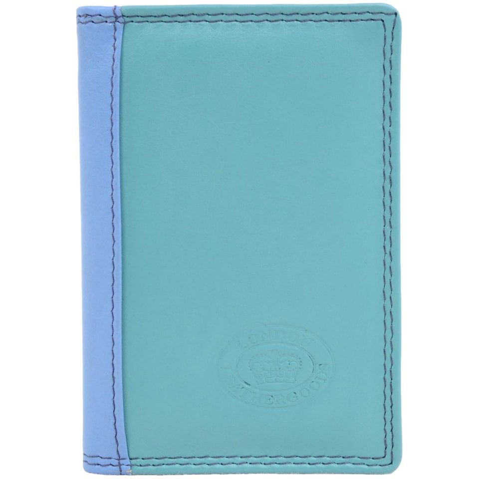 image 1 of London Leathergoods Unisex Soft Leather Credit Card/Travel Card Holder/Wallet | Blue | Ocean