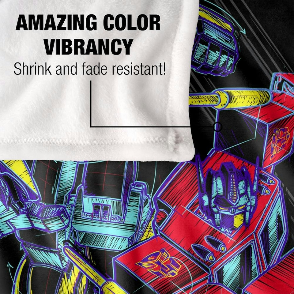 image 1 of Transformers Sketch Optimus Prime & Bumblebee Blanket - Multicoloured - One Size