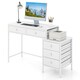 image 1 of COSTWAY Computer Desk with 5 Drawers and Side File Cabinet White White
