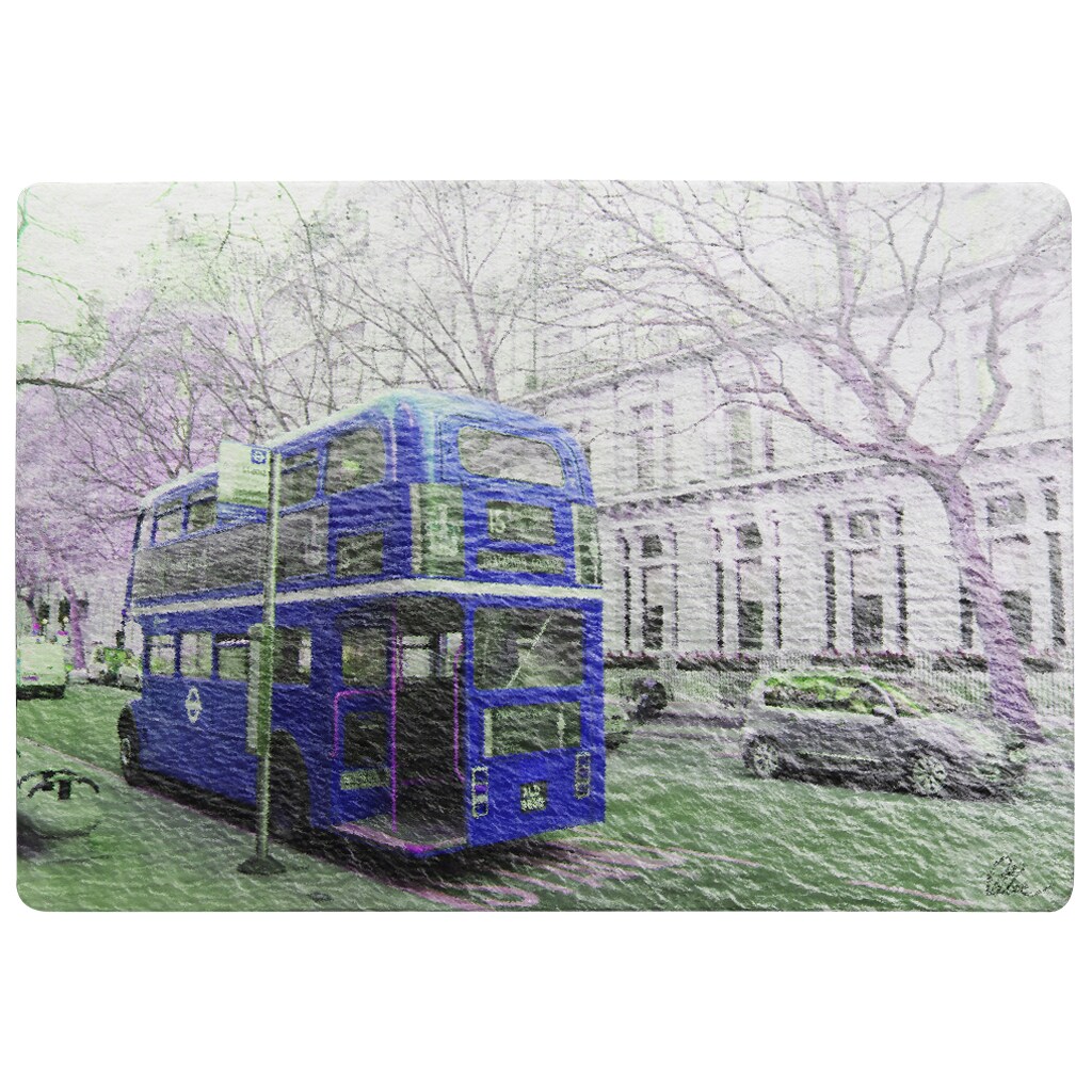 London Bus Behind Blue Rug | Multi - Tesco Groceries