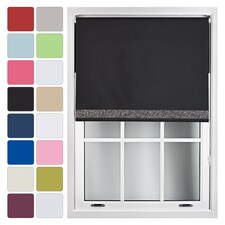 FURNISHED Blackout Roller Blinds with Black Glitter Trim Made to Measure | Black | Black 1 | (W) 60cm x (L) 210cm