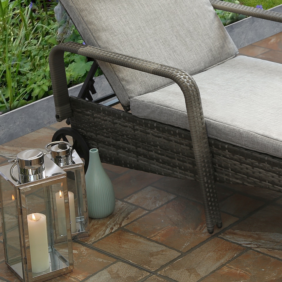 image 1 of VENTURA Rattan Sun Lounger with Adjustable Recline | Grey | Grey | One Size