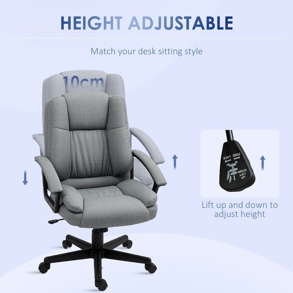 image 1 of HOMCOM Swivel Executive Office Chair Mid Back Chair w/ Arm, Grey