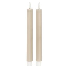 Luxe Collection Natural Glow Ribbed Taper Candles - Wax - L2 x W2 x H24 cm - Taupe