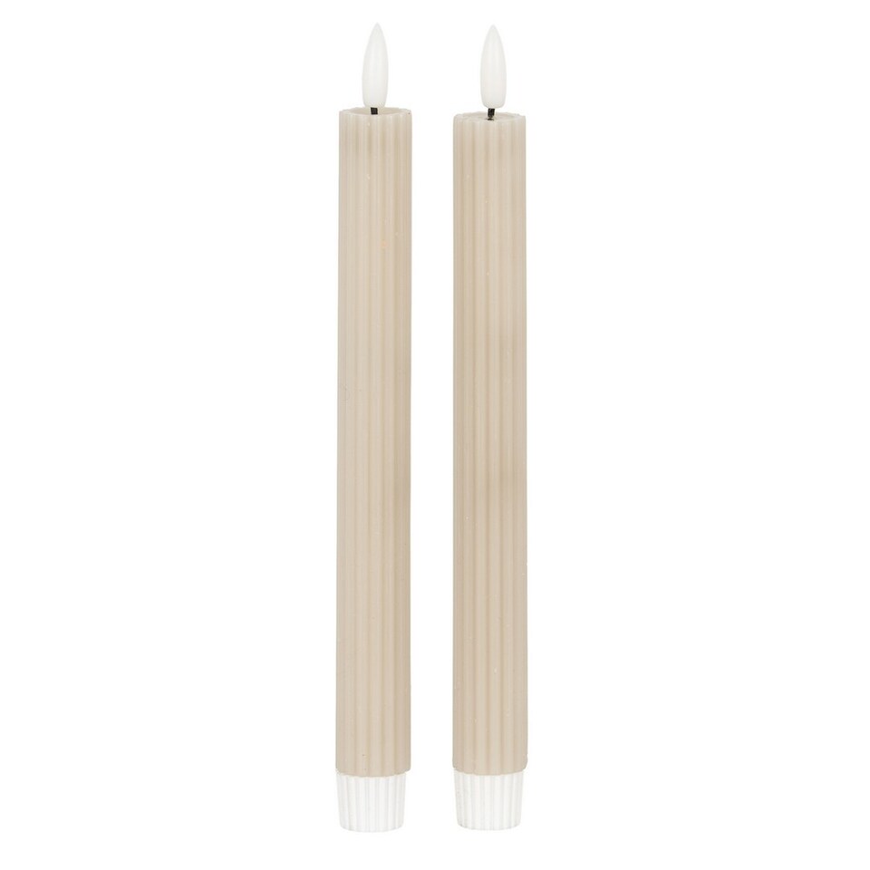 image 1 of Luxe Collection Natural Glow Ribbed Taper Candles - Wax - L2 x W2 x H24 cm - Taupe