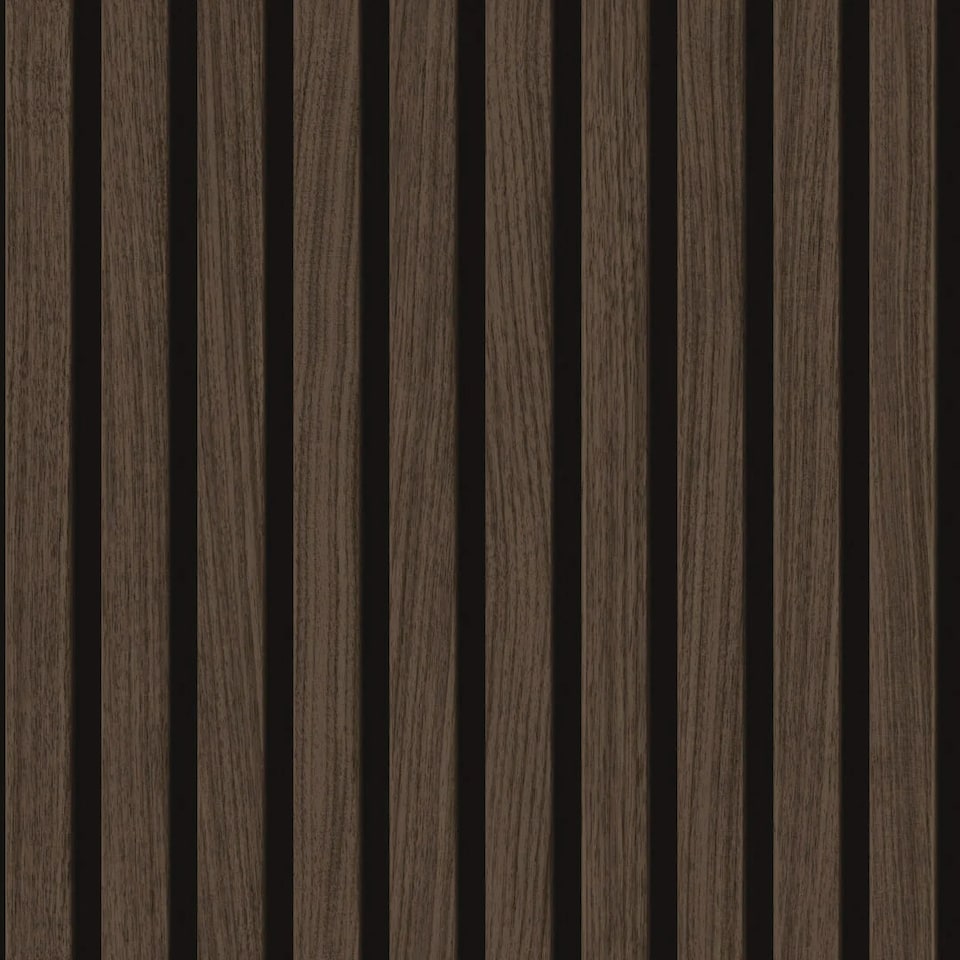 image 1 of Contemporary Wood Slat Walnut | Brown | Walnut | 50cm x 10m
