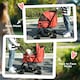 image 8 of PawHut Pet Stroller Dog Foldable Travel Carriage with Reversible Handle, Red