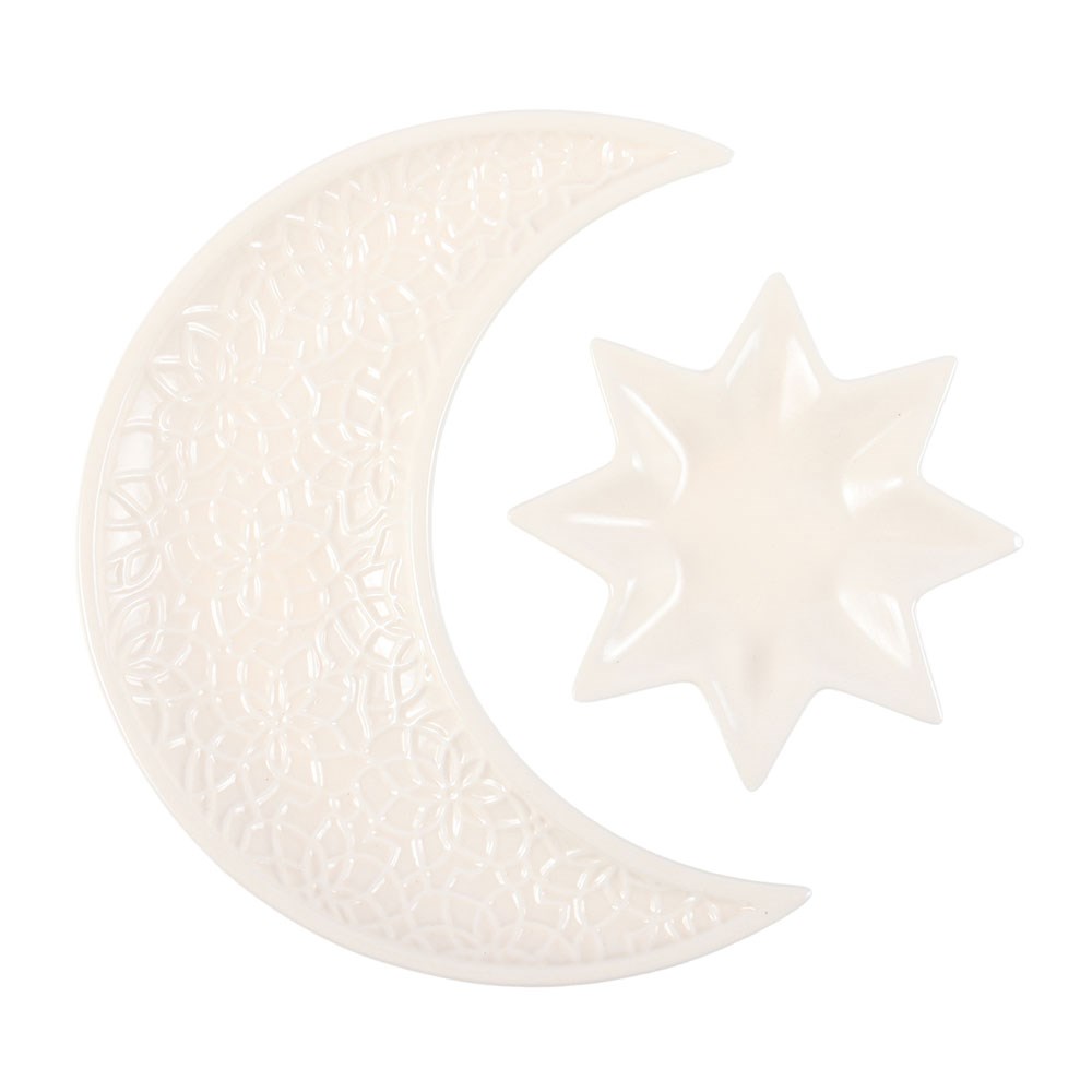 Something Different Crescent Moon & Stars Trinket Dish White White One Size 1