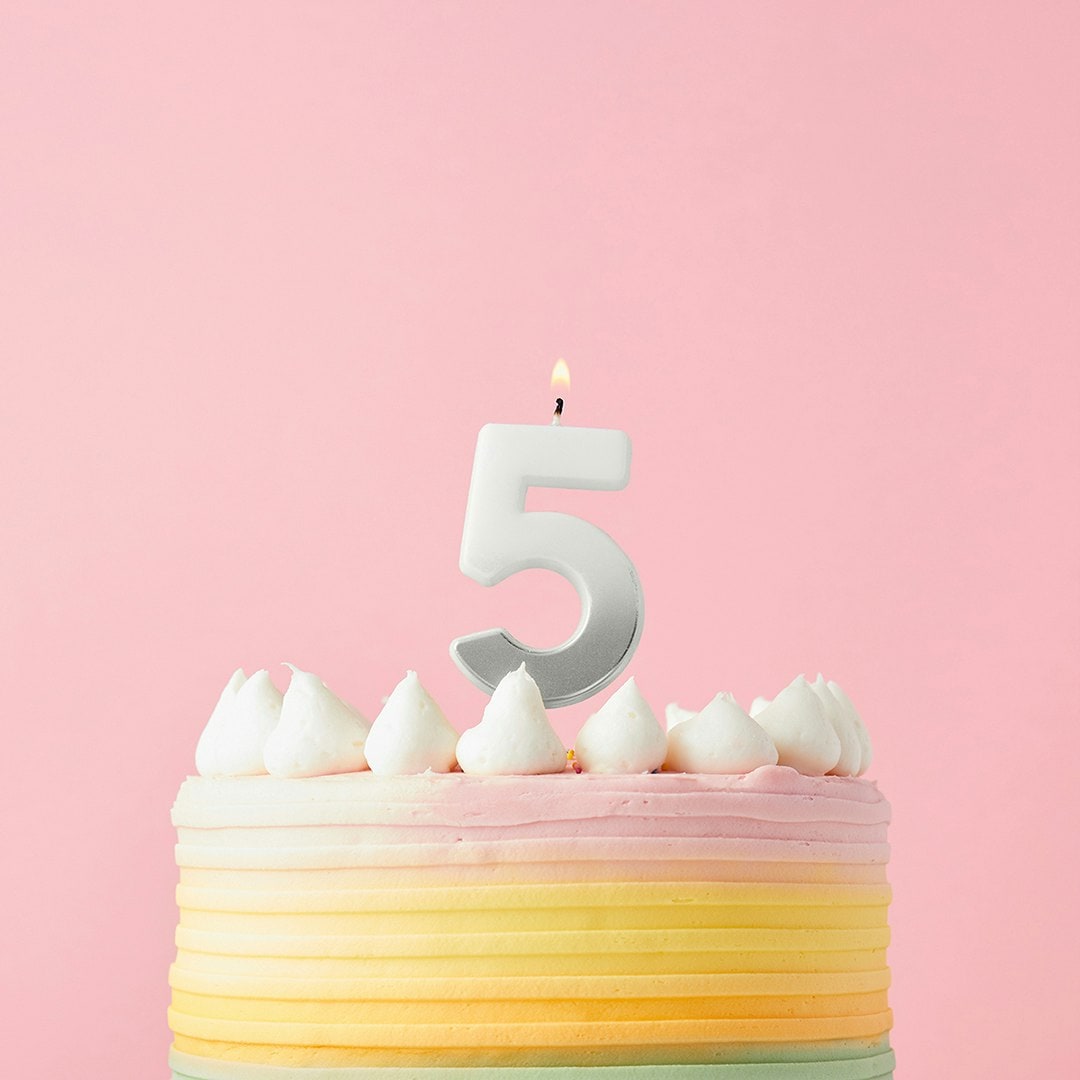 Club Green Silver Ombre Number '5' Celebration Candle