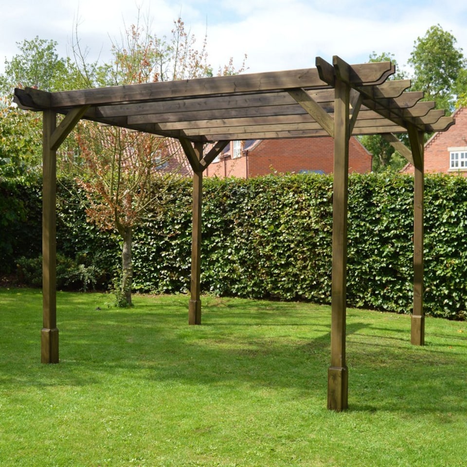 image 1 of Double Premium Pergola - Wood - L300 x W300 x H270 cm - Rustic Brown