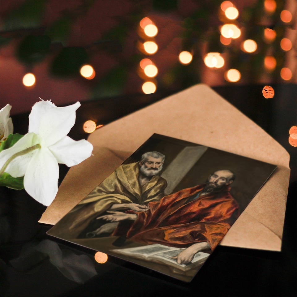 image 1 of El Greco Art Card Portrait of Saint Peter and Saint Paul