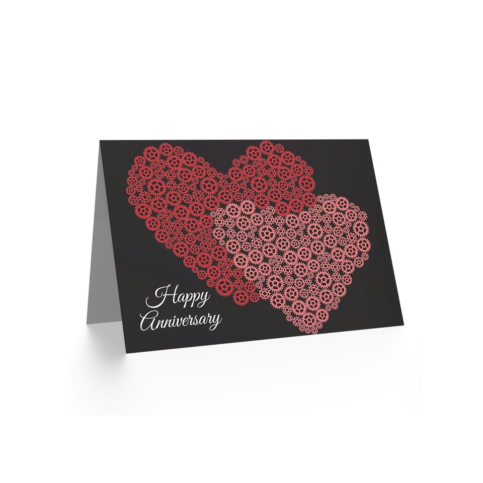 image 1 of Cogs Gears Hearts Love Day Partner Anniversary Valentines Day Card
