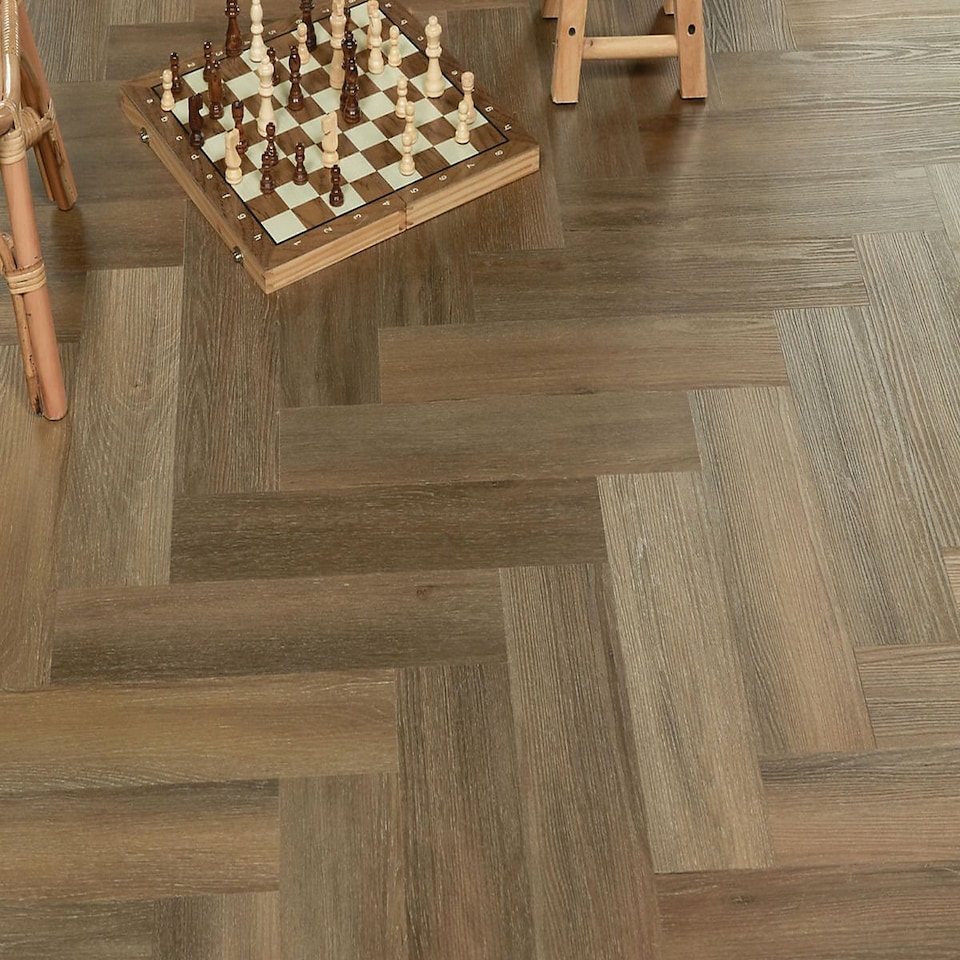 image 1 of Glue Down LVT Flooring 2.0mm NodLg Oak Herringbone Wood Effect Luxury Vinyl Tile For Home & Commercial Use | Brown | Brown | Planks per Pack:  40  | Coverage per Pack: 2.116m² | 1