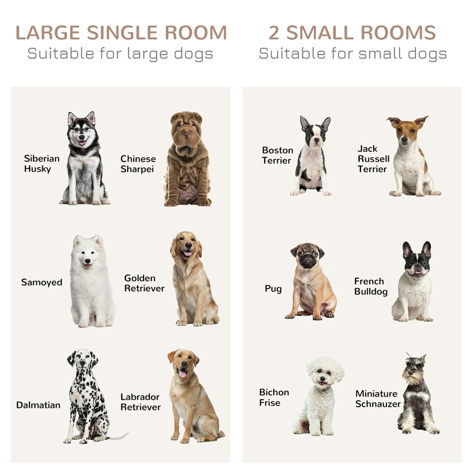 image 1 of PawHut Dog Crate Furniture for Large Dogs, Double Dog Cage for Small Dogs, White