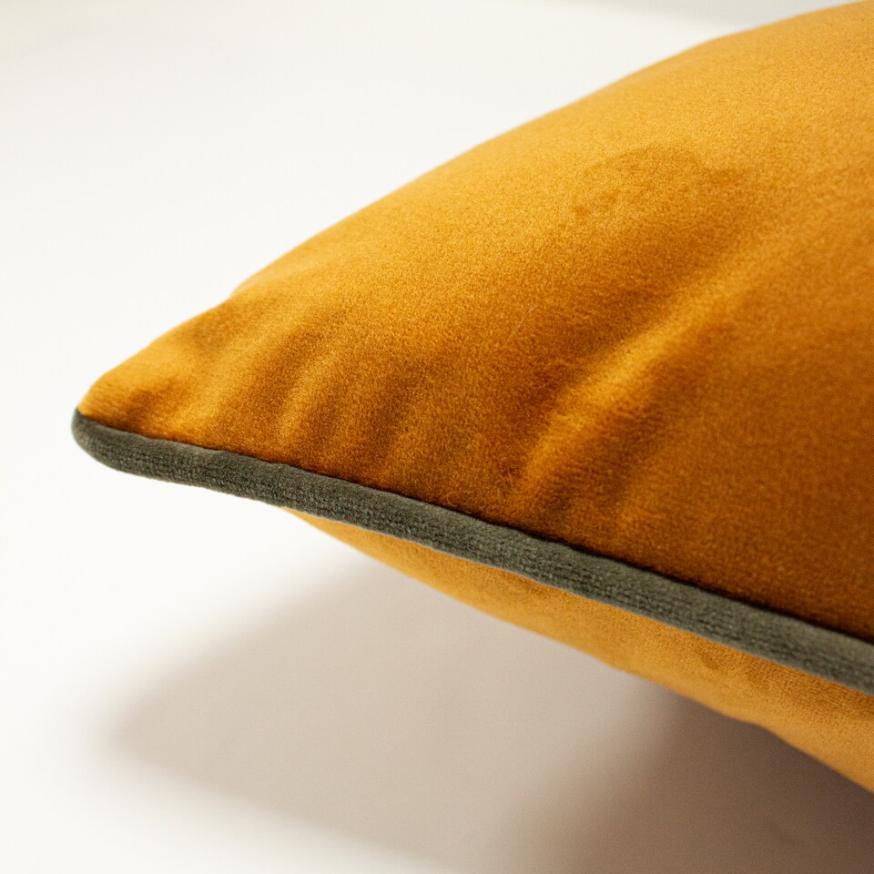 image 1 of Furn Forest Fauna Fox Velvet Piped Cushion, Rust/Gold, 50 x 50cm