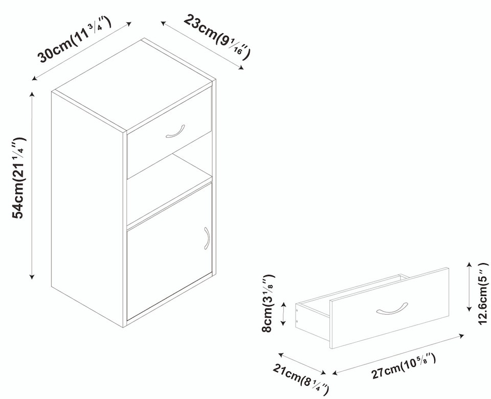image 1 of 1-Drawer 1-Door Wooden Bedside Table | Brown | Colour: Rustic Brown | 1