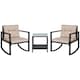 image 1 of Outsunny 3Pcs Rattan Rocking Set Patio Table Chairs Conversation