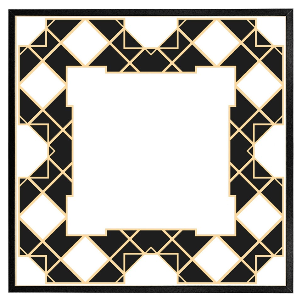 image 1 of Art dco diamond border (Picture Frame) White | S