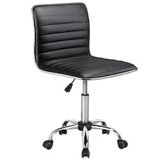 Yaheetech PU Leather Low Back Armless Desk Chair | Black