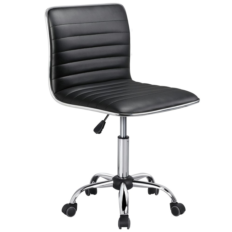 image 1 of Yaheetech PU Leather Low Back Armless Desk Chair | Black