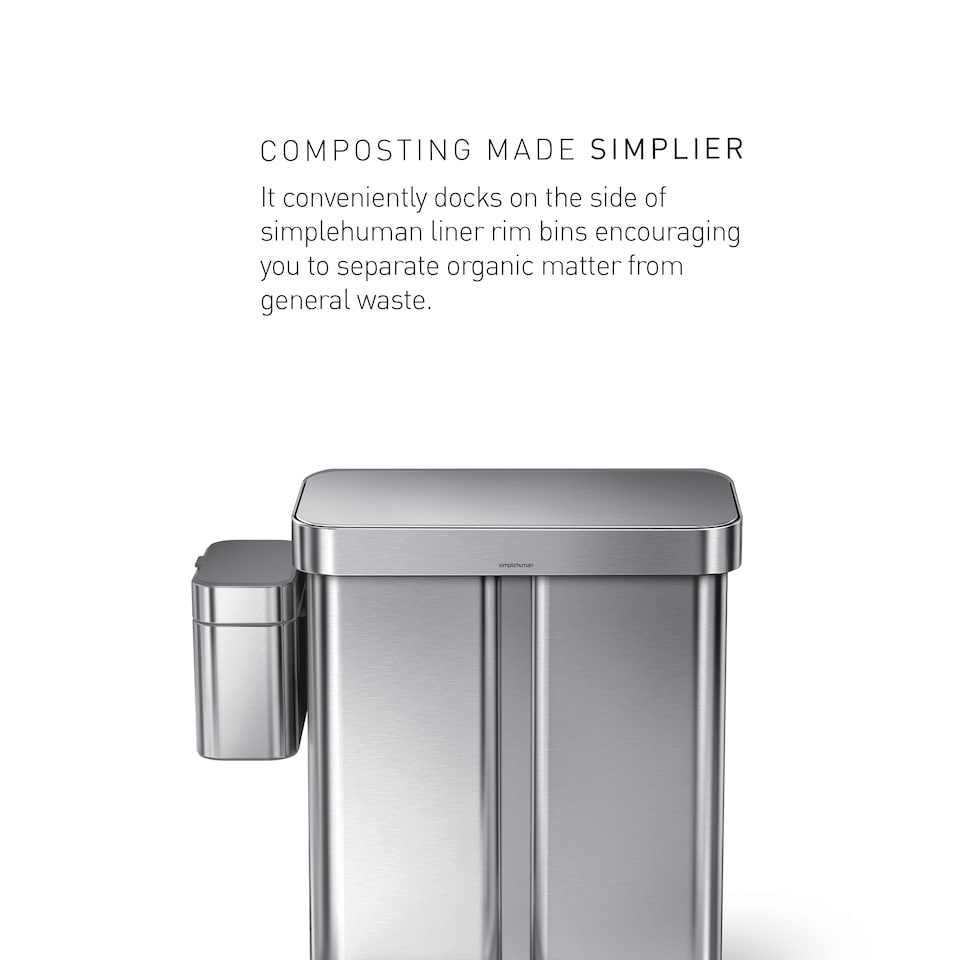 image 1 of Simplehuman 4L Compost Caddy and Food Waste Bin, Brushed Stainless Steel
