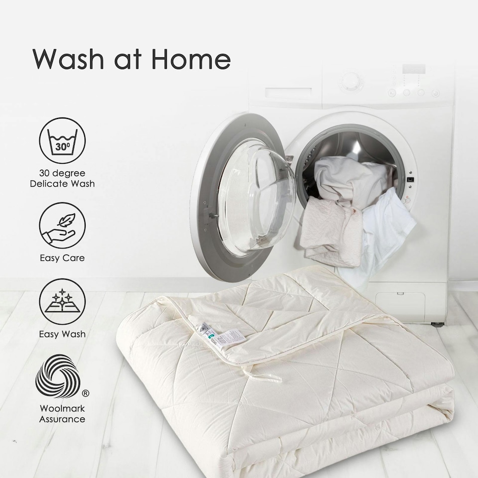 image 1 of Homescapes Australian Wool 400 GSM Heavy Duvet, Double | White | Double