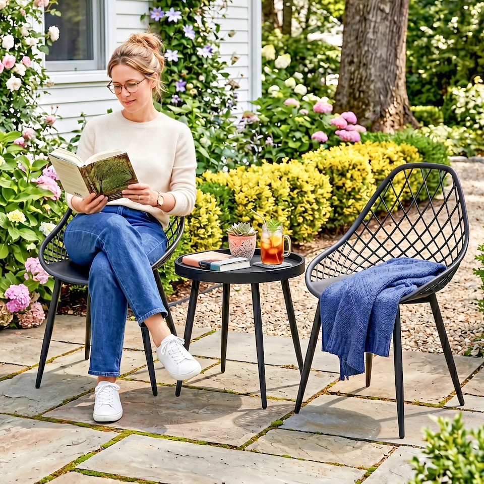 image 1 of Outsunny 3-Piece Outdoor Bistro Set Patio Furniture for Garden, Balcony