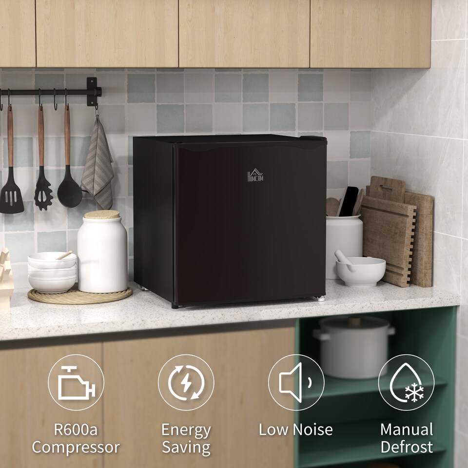 image 1 of HOMCOM Tabletop Mini Freezer with 35 Litre Capacity, Small Freezer with Reversible Door, Adjustable Temperature and Removable Wire Shelf for Bedrooms, Home Office, Black
