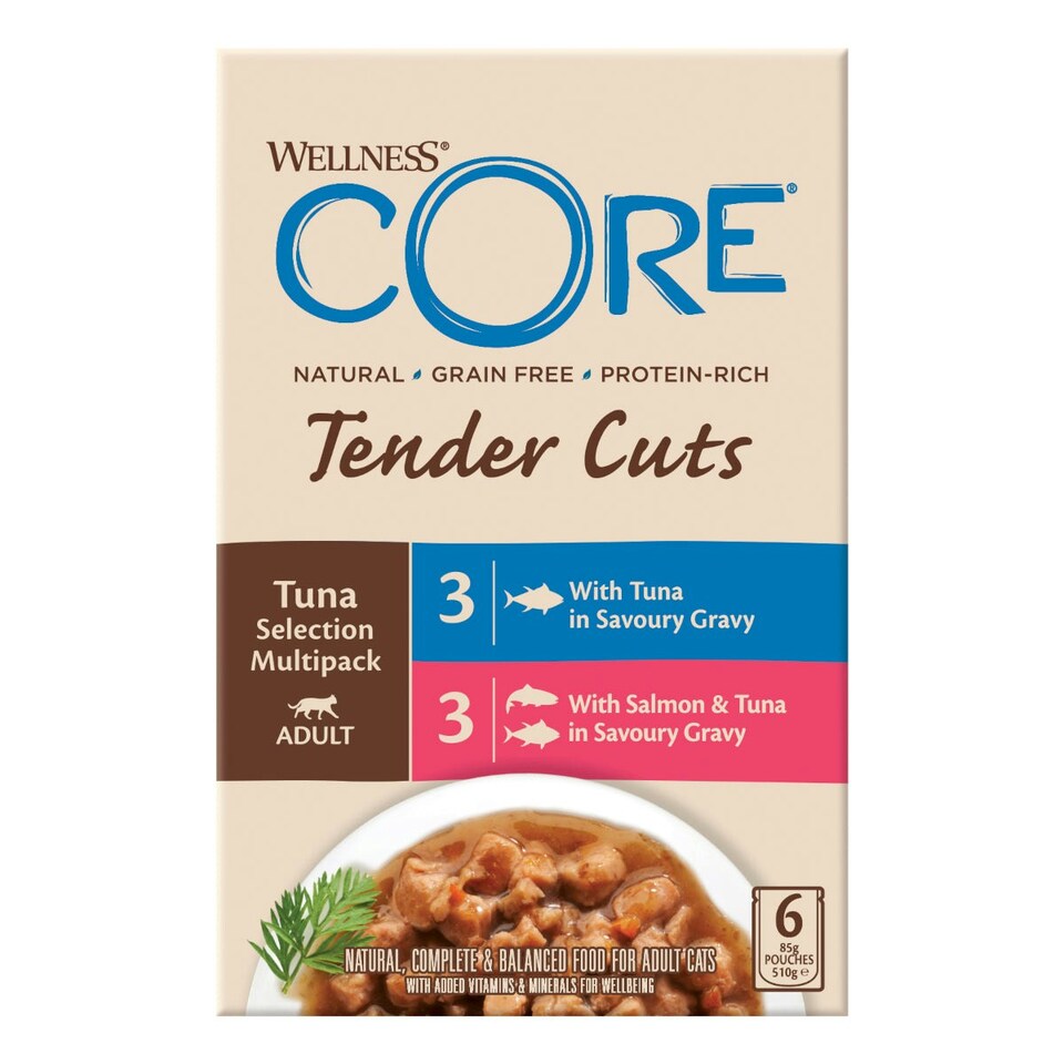 image 1 of Wellness CORE Cat Wet Adult Tender Cuts Tuna Selection Multipack 6 x 85g