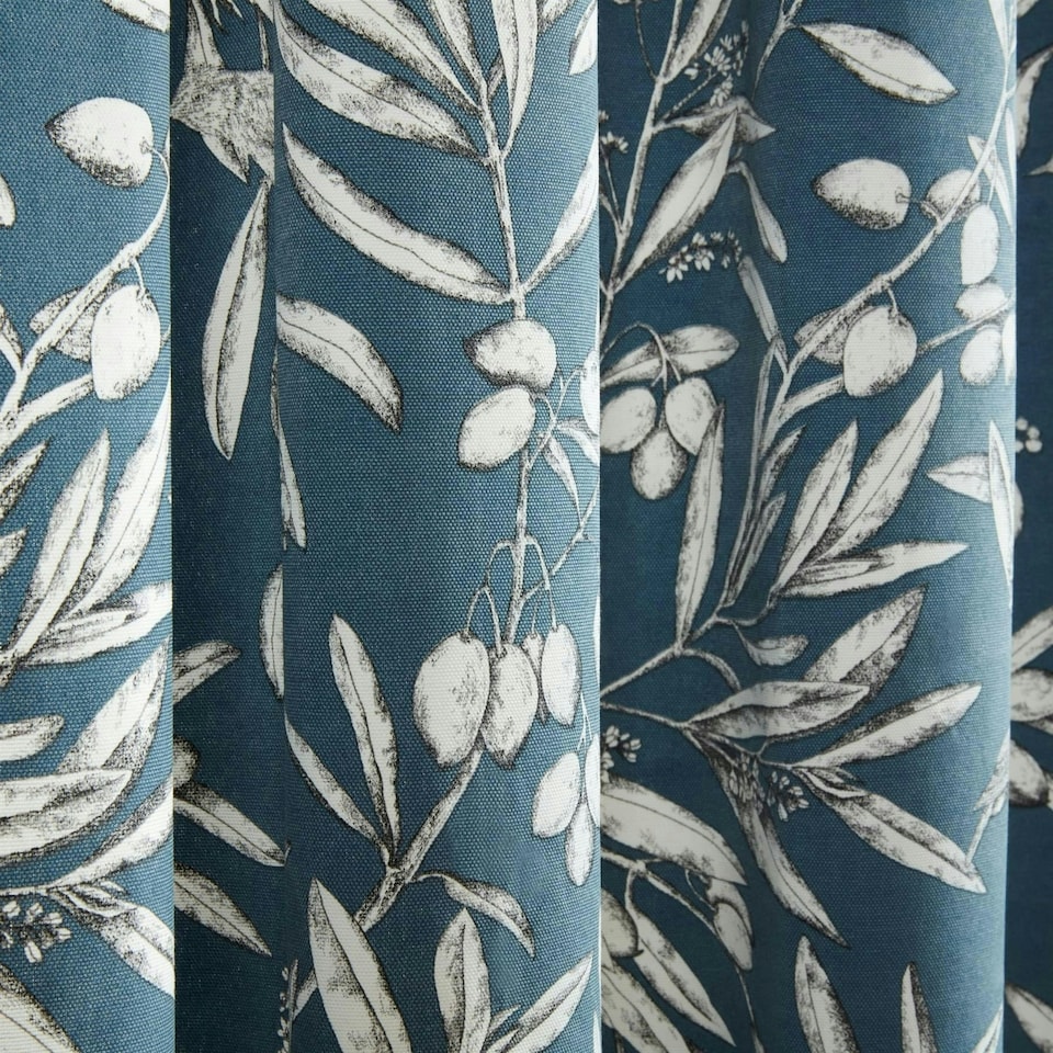 image 1 of Aviary Pencil Pleat Curtains - Blue - 117cm x 229cm